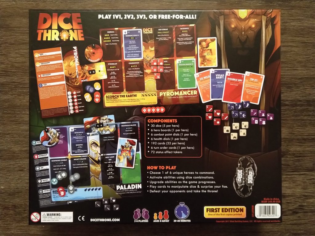 Dice Throne - back of box